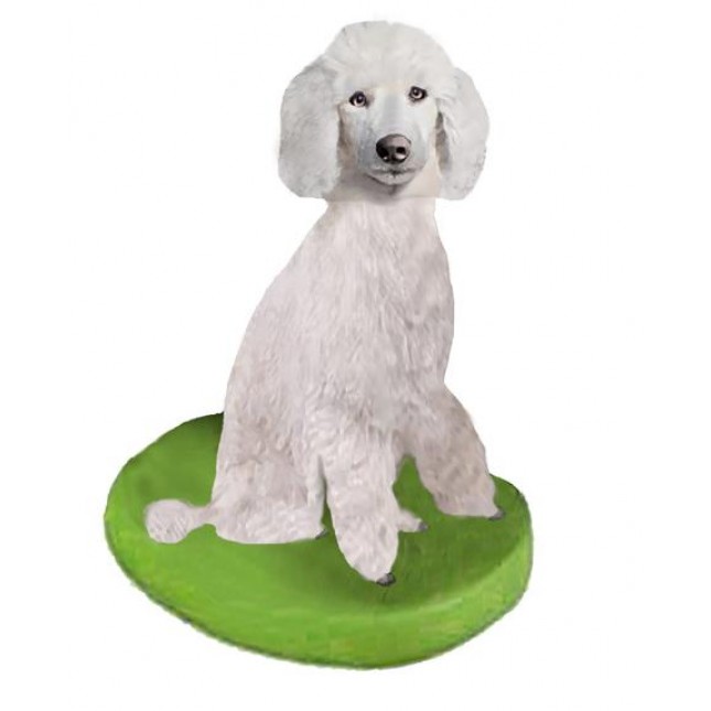 Handmade Polymer Clay Custom Dog Bobblehead: Poodle White Dog