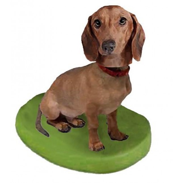 Handmade Polymer Clay Custom Dog Bobblehead: Dachshunds Brown Dog