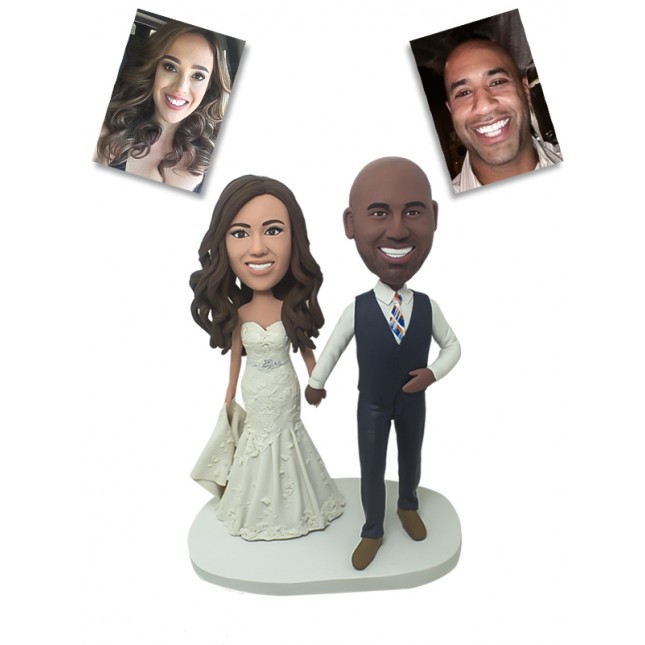 Creative Newly-Married Gift - 100% Handmade Polymer Clay Bobbleheads Cake Toppers