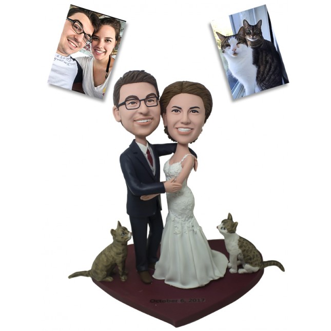 Special Wedding Decoration - 100% Handmade Polymer Clay Bobbleheads Cake Toppers 