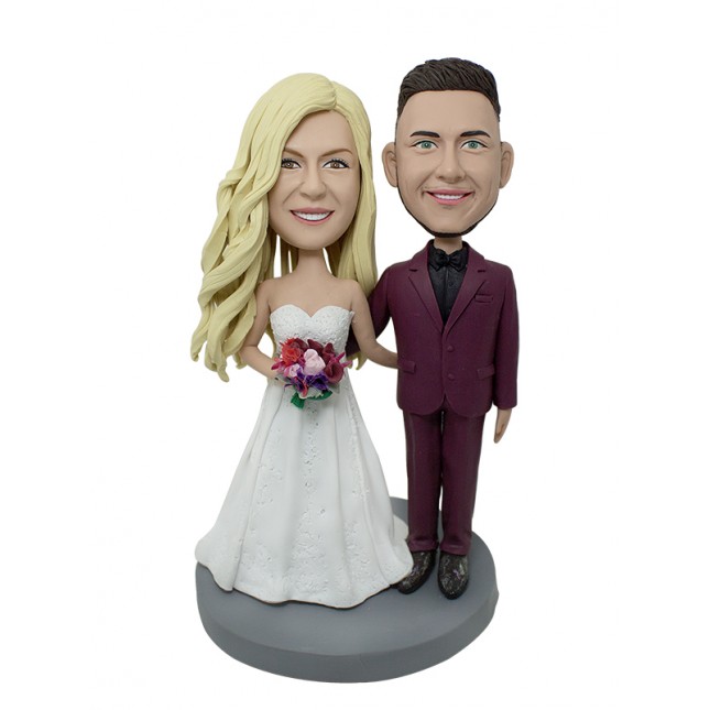 100% Handmade Custom Polymer Clay Wedding Bobblehead - Cake Toppers Creative Gift