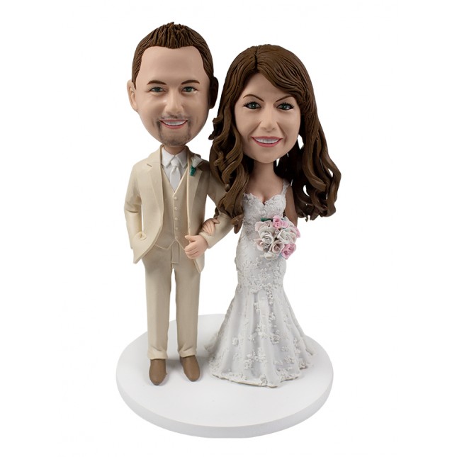 Custom Polymer Clay Wedding Bobbleheads Cake Toppers - 100% Handmade Gift