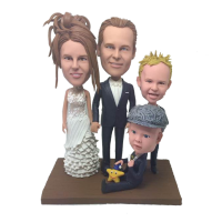 Handmade Personal Custom 4 People Family Bobbleheads - Polymer Clay Dolls Based on Photo Handmade Personal Custom 4 People Family Bobbleheads - Polymer Clay Dolls Based on Photo