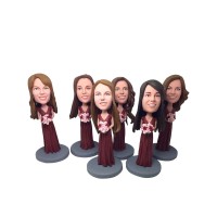Custom Handmade Polymer Clay Bridesmaids Bobbleheads - Bobble Head Dolls Based on Photo and Ideas