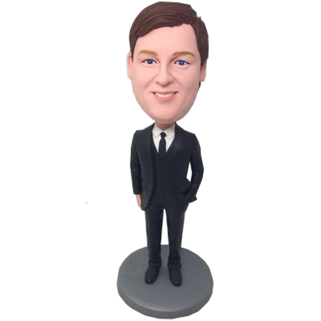 Custom Black Tie Groomsman Bobblehead Custom Black Tie Groomsman Bobblehead