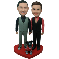 Personal SameSex Gay Couple and Dog Bobbleheads
