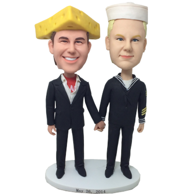 Funny Custom Gift Handmade Polymer Clay Personalized Bobblehead - Cheese and Sailor Gay
