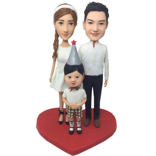 Custom Cozy Family Bobbleheads - Polymer Clay Bobble Head Dolls -Handmade Gift Based on Photo