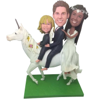 Family on Unicorn Bobbleheads - 100% Handmade Special Polymer Clay Gift Based on Photo and Ideas