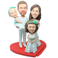 Custom Family portraits Bobbleheads Based on Photo - Handmade Polymer Clay Bobble Head Dolls