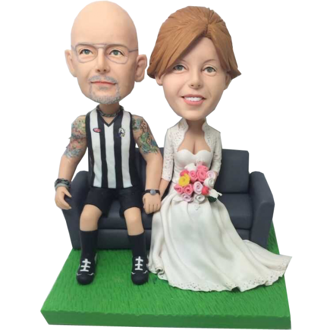 Custom Footy Fan Groom Bobbleheads