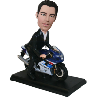Custom Man on Motorcycle Bobblehead