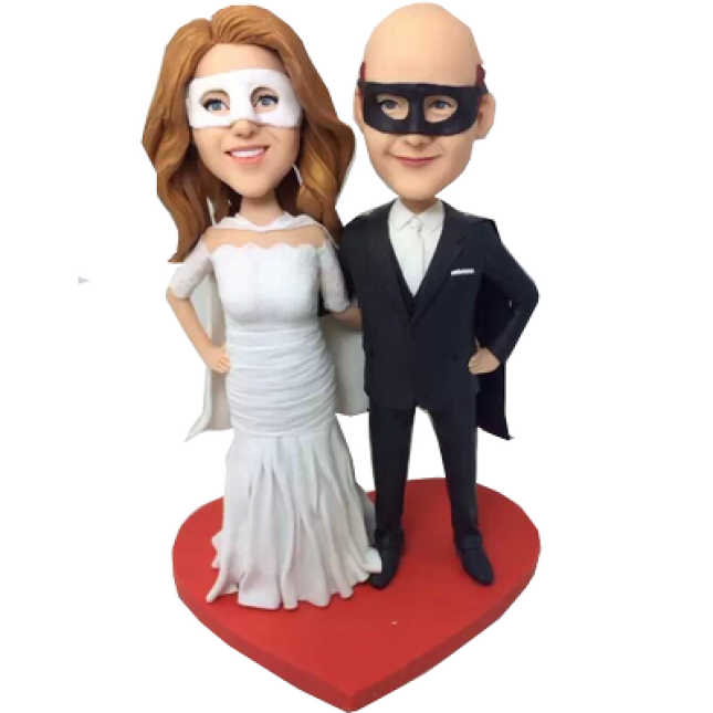 Custom Mask Couple Wedding Bobbleheads