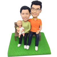 New Baby Family Handmade Bobbleheads - Personalized Gift Based on Photo and Ideas