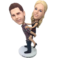 Custom Funny Piggyback Couple Bobbleheads - Personalized Handmade Bobble Head Based on Photo