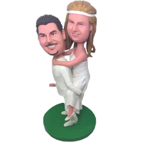 Custom Funny Piggybacking Wedding Bobblehead_x000D_