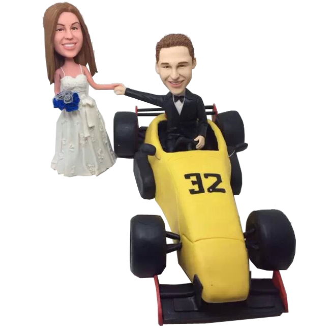 Custom Racing Car Couple Bobbleheads