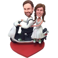 Custom Scooter Couple Wedding Bobbleheads