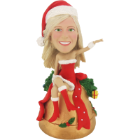 Christmas Girl Bobblehead - Handmade Polymer Clay Personalized Custom Bobble Head -Special Chrismas Gift 