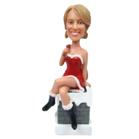 Custom Christmas Gift Bobblehead for Sexy Lady - Handmade Personalized Polymer Clay Bobble Head Doll Based on Photo and Ideas