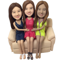 Creative Gift for Triple Sisters - Custom Bobbleheads Handmade Personalized Bobble Head Dolls Based on Photo and Ideas