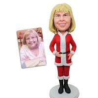 Custom Female Christmas Bobblehead - Creative Chrismas Gift  - Handmade Personalized Polymer Clay Bobble Head Dolls